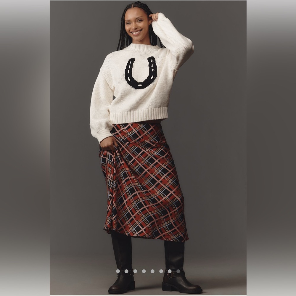 NWT Anthropologie The Pippa Mock Neck Sweater Maeve Icon Horseshoe equestrian 🐎 - Picture 8 of 10